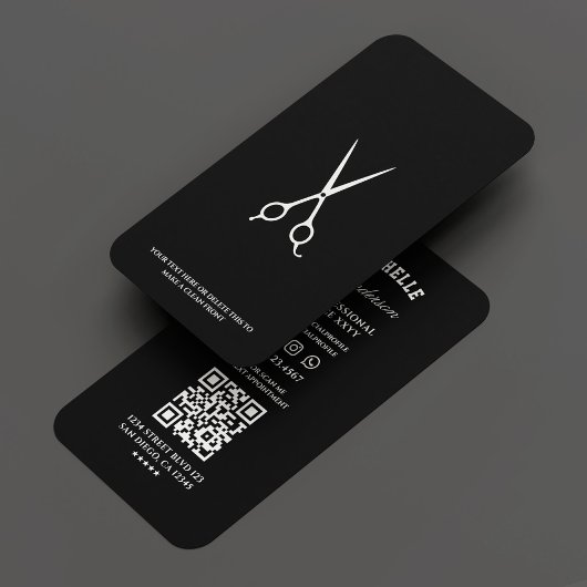 Minimal Barber Barbershop Schaar Zwart Visitekaartje