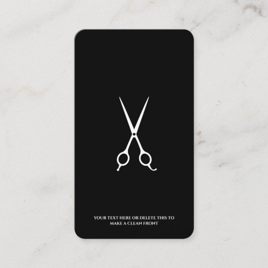 Minimal Barber Barbershop Schaar Zwart Visitekaartje (Voorkant)