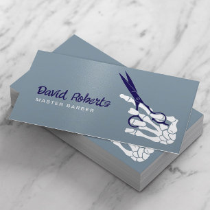 Minimal Barber Skull Hand & Schaar Hair Stylist Visitekaartje