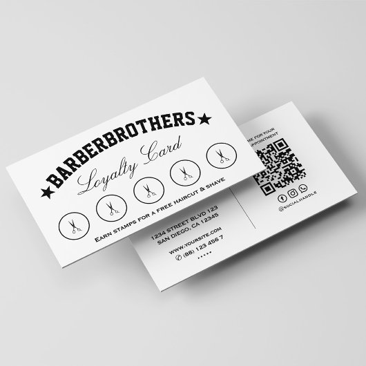 Minimal Barber White Barbershop Loyaliteitsschaar Visitekaartje
