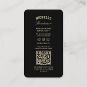 Minimal Barber Zwart Gouden Schaar Barbershop Visitekaartje (Achterkant)