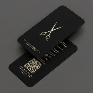 Minimal Barber Zwart Gouden Schaar Barbershop Visitekaartje