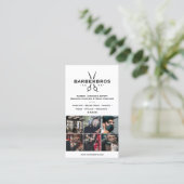 Minimal BarberShop Grid Wit Modern Visitekaartje (Staand voorkant)