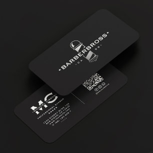 Minimal Barbershop Zwart Zilveren Barber Pool Visitekaartje