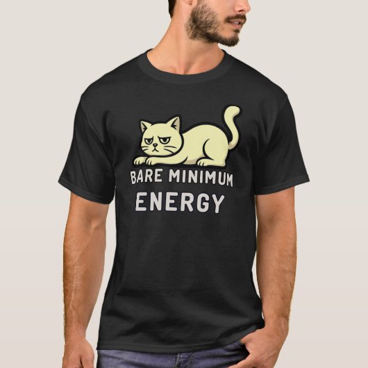 Minimal Bare Minimum Energy Cat Illustration T-shirt (Voorkant)