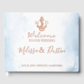 Minimal Beach Anchor Kust Nautische bruiloft Folie Gastenboek (Voorkant)