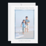 MINIMAL BEACH CHRISTMAS FOTO CARD FLORIDA FEESTDAGENKAART<br><div class="desc">Deze moderne en minimale, door Florida geïnspireerde blauwe waterverf lijst strandkerstkaart is zo elegant en kustvaardig. Het is gemakkelijk om het met jouw naam en groet te personaliseren. U kunt uw plaats in de groet, voor het meest gepersonaliseerde soort vakantiekaart ook aanpassen! En... het is leuk om je favoriete afbeeldingen...</div>