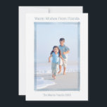 MINIMAL BEACH CHRISTMAS FOTO CARD FLORIDA FEESTDAGENKAART<br><div class="desc">Deze moderne en minimale, door Florida geïnspireerde blauwe waterverf lijst strandkerstkaart is zo elegant en kustvaardig. Het is gemakkelijk om het met jouw naam en groet te personaliseren. U kunt uw plaats in de groet, voor het meest gepersonaliseerde soort vakantiekaart ook aanpassen! En... het is leuk om je favoriete afbeeldingen...</div>
