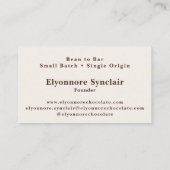 Minimal Bean to Bar Chocolate Maker  Visitekaartje (Achterkant)