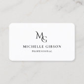 Minimal Beauty Monogram MG Logo Professioneel Wit Visitekaartje (Voorkant)