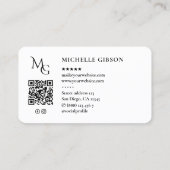 Minimal Beauty Monogram MG Logo Professioneel Wit Visitekaartje (Achterkant)