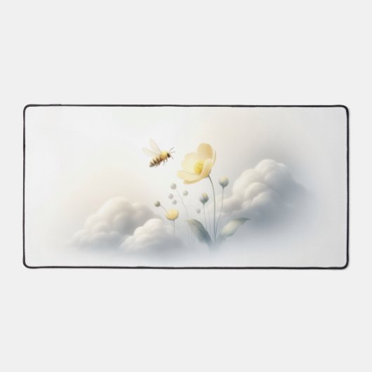 Minimal Bee & Clouds Desk Mat (Voorkant)