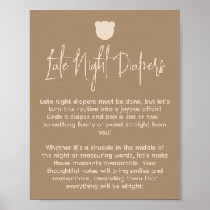 Minimal Beer Baby shower Late nacht luier Spel Poster