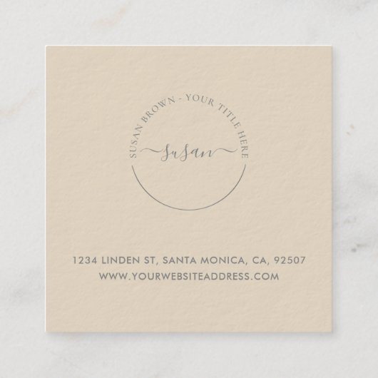 Minimal Beige Bedankt Insert – Kuststijl Vierkante Visitekaartje (Achterkant)