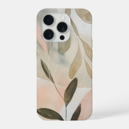 Minimal Beige Botanical Abstract with Soft Organic iPhone 15 Pro Case