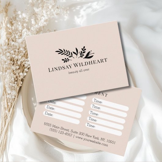 Minimal Beige Botanical Salon Appointment Afsprakenkaartje