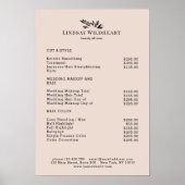 Minimal Beige Botanical Salon Price List Poster (Voorkant)