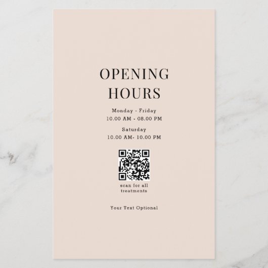 Minimal Beige Botanical Salon QR Code Price List Flyer (Achterkant)