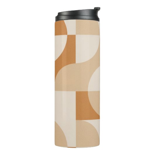 Minimal Beige Geometric Thermal Tumbler Thermosbeker (Gedraaid links)