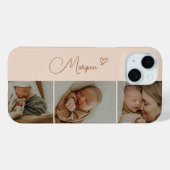 Minimal Beige Script 3 Photo Collage Case-Mate iPhone Case (Achterkant (horizontaal))
