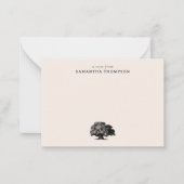 Minimal Beige  Tree Custom Name Notitiekaartje (Voorkant)