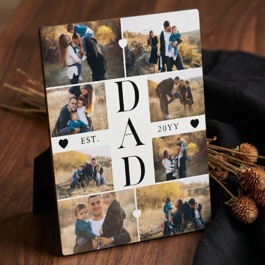 Minimal Best Dad Ever Gift Custom Photo Collage Fotoplaat