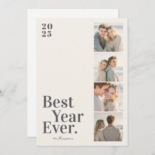 Minimal Best Year Ever New Year Feestdagenkaart (Voorkant / Achterkant)