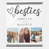 Minimal Besties Photo Collage Black and White Fleece Deken (Voorkant)