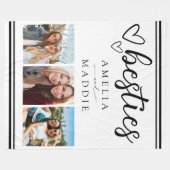 Minimal Besties Photo Collage Black and White Fleece Deken (Voorkant (Horizontaal))