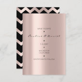 Minimal Bewaar de datum Roze Rose Gold Chevron Zwa Save The Date (Voorkant / Achterkant)