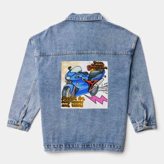 Minimal Bike Art Graphic Denim Jacket (Achterkant)