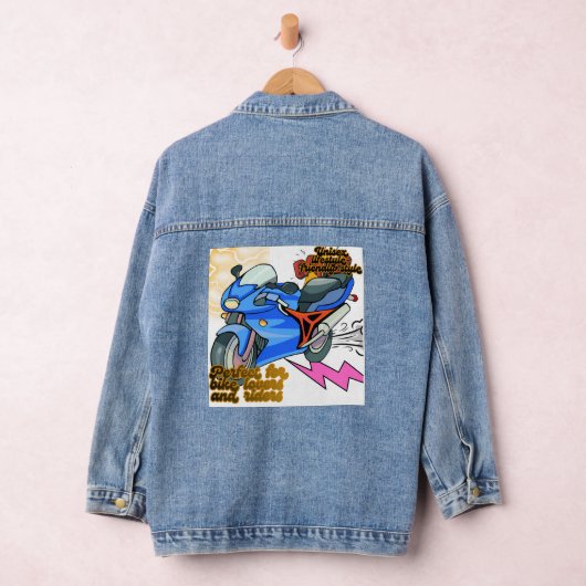 Minimal Bike Art Graphic Denim Jacket (Hangar)
