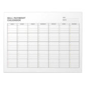 Minimal Bill Payment Calendar Notitieblok (Voorkant)