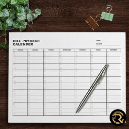 Minimal Bill Payment Calendar Notitieblok