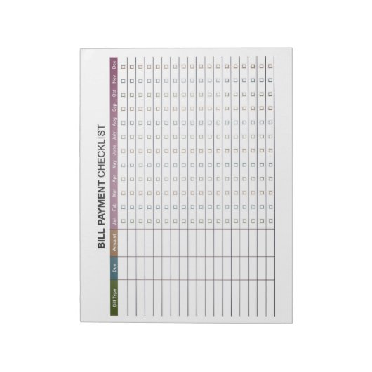 Minimal Bill Payment  Notitieblok (Linkerzijde)