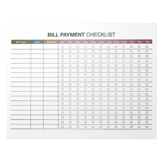 Minimal Bill Payment  Notitieblok (Voorkant)