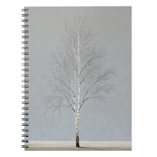 Minimal Birch Tree Soft Grey Notitieboek (Voorkant)