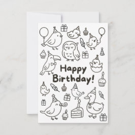 Minimal Bird Doodle Birthday Card Bedankkaart