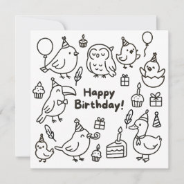 Minimal Bird Doodle Birthday Card Kaart