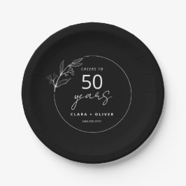 Minimal Black 50 jaar huwelijksverjaardag Papieren Bordje
