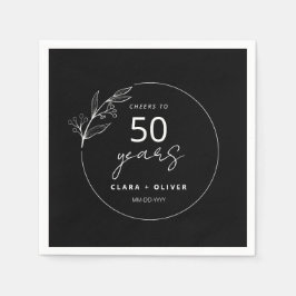 Minimal Black 50 jaar huwelijksverjaardag Servet
