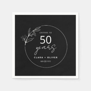 Minimal Black 50 jaar huwelijksverjaardag Servet