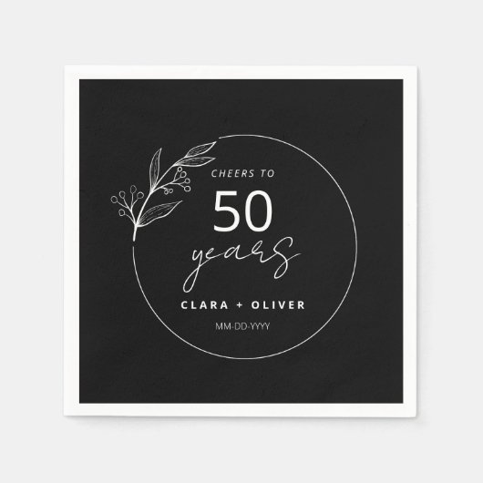 Minimal Black 50 jaar huwelijksverjaardag Servet (Voorkant)