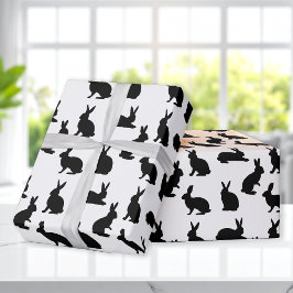 Minimal Black And White Easter Bunny Pattern Cadeaupapier