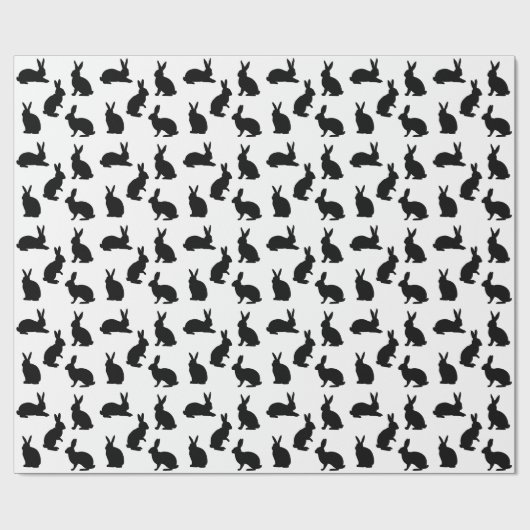 Minimal Black And White Easter Bunny Pattern Cadeaupapier (Vlak)