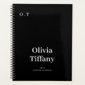 Minimal Black and White Personalized Name Year Planner (Voorkant)