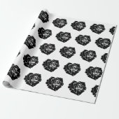 Minimal Black and White Rose Pattern Cadeaupapier (Uitgerold)