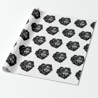 Minimal Black and White Rose Pattern Cadeaupapier