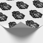 Minimal Black and White Rose Pattern Cadeaupapier (Hoek)