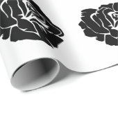 Minimal Black and White Rose Pattern Cadeaupapier (Rol Hoek)